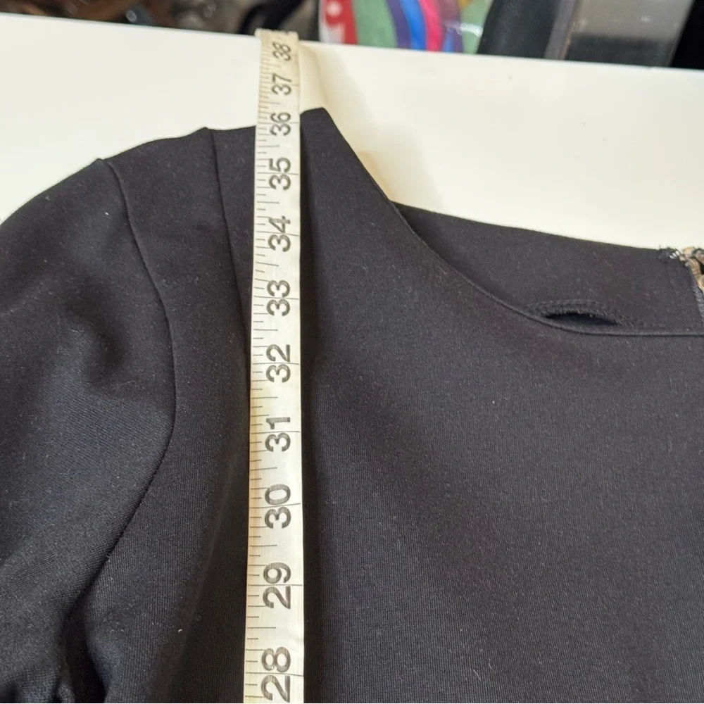 J.CREW Dress Long Sleeve Zip-Up Ponte Sheath Black size L - Picture 4 of 7